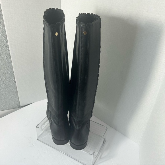 Kate Spade Women’s Leather Riding Boots Pull On Calf High Black - Picture 4 of 8